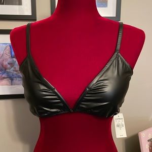 Faux leather bathing suit top from Express